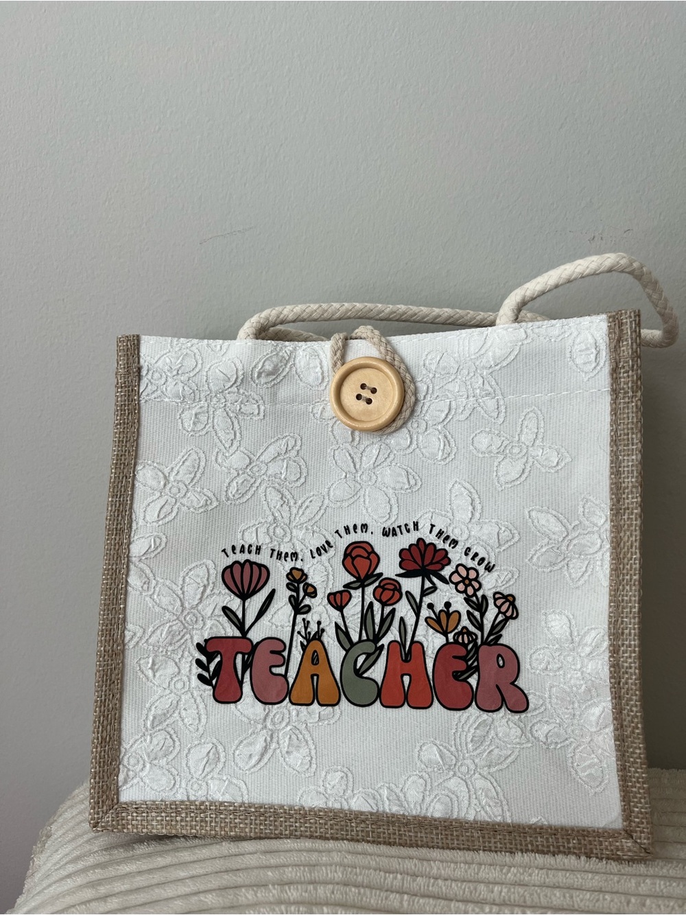 Teacher Canvas Tote Bag - White